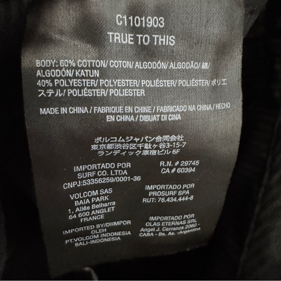 Volcom Vmonty Pant BY | Black Twill | Size 27 (14Y) | Straight Fit - Picture 7 of 9